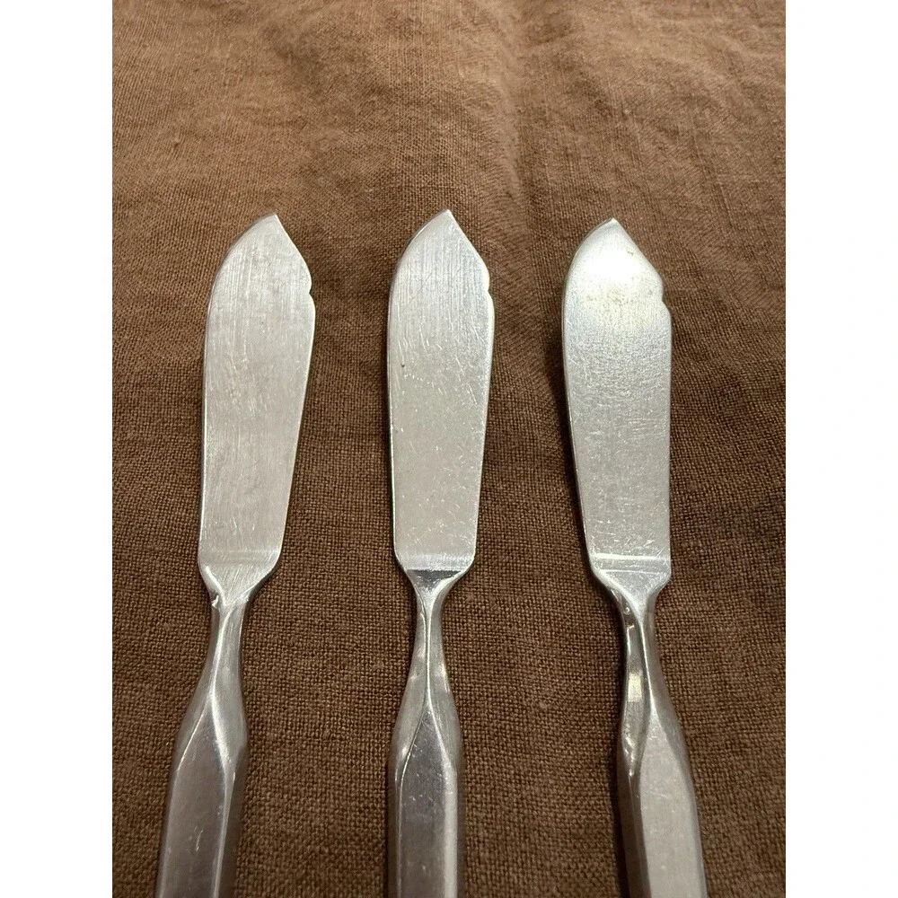 Vtg SRI Ravenna STANLEY ROBERTS Japan Stainless Flatware Butter Knives (3) MCM